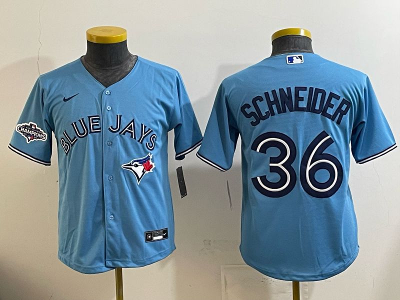 Youth 2025 Nike Toronto Blue Jays #36 Schneider Light Blue Game MLB Jersey 04